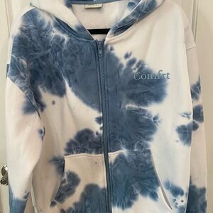 Comfrt Minimalist Zip Up Hoodie Large Limited Edition Wave Blue Tie Dye